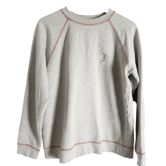 Ganni Gray Long Sleeve Seahorse Embroidered Crewneck Sweatshirt Size Medium - Picture 1 of 7